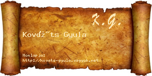Kováts Gyula névjegykártya